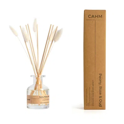 Cahm Neutrals / White Peony, Rose & Oud Luxury Reed Diffuser - Clear