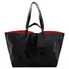 Cahu Pratique Medium Black-orange Pvc Canvas Tote In Black