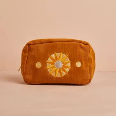 Cai & Jo Corduroy Makeup Bag In Burnt Orange By In Brown