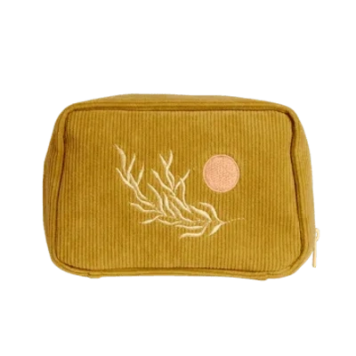 Cai & Jo Corduroy Makeup Bag In Olive In Green