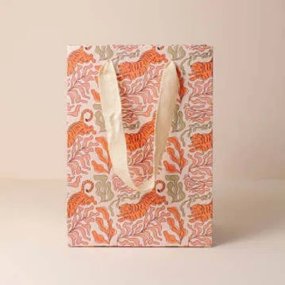 Cai & Jo Tiger Print Small Gift Bag In Multi