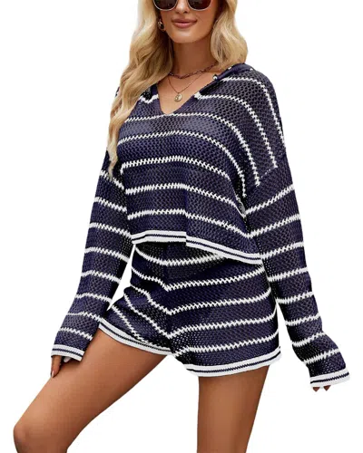 Caifeng 2pc Blouse & Short Set In Blue