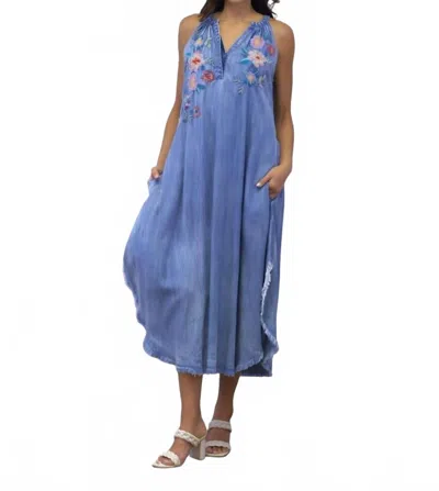 Caite & Kyla Britta Dress In Denim In Blue