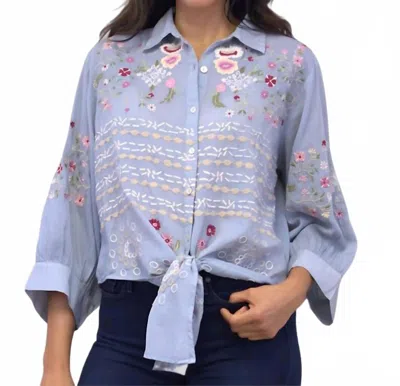 Caite & Kyla Casey Blouse In Blue Fog