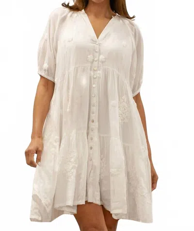 Caite & Kyla Elsa Dress In White In Neutral