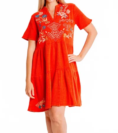 Caite & Kyla Elyssa Dress In Spicy Orange In Red