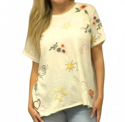 Caite & Kyla Ingrid Tee In Oatmeal In White