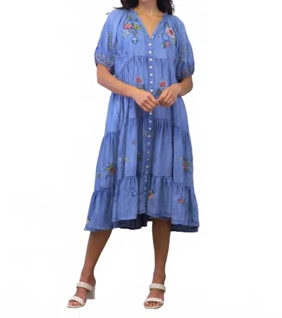 Caite & Kyla Josie Dress In Coral And Turquoise In Blue