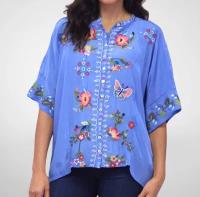 Caite & Kyla Kira Blouse In Capri Blue