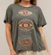 Caite & Kyla Lula Tee In Dark Grey In Gray