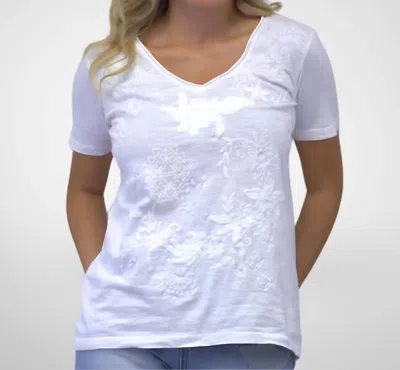 Caite & Kyla Marya Tee In Ivory In Multi