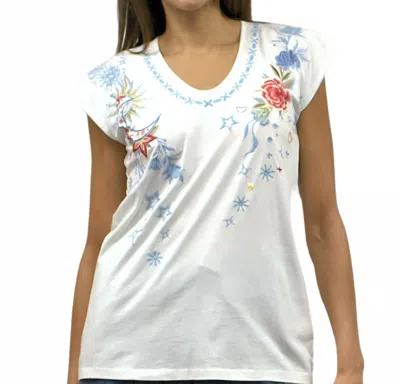 Caite & Kyla Nia Top In White/blue