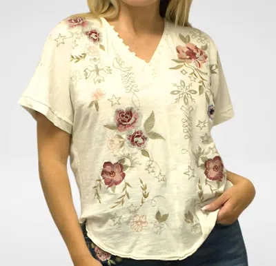 Caite & Kyla Reva Tee In Ivory In Multi