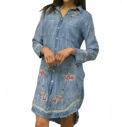 Caite & Kyla Wendy Dress In Denim In Blue