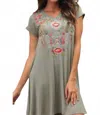 Caite & Kyla Zoe Mini Dress In Soft Sage In Multi