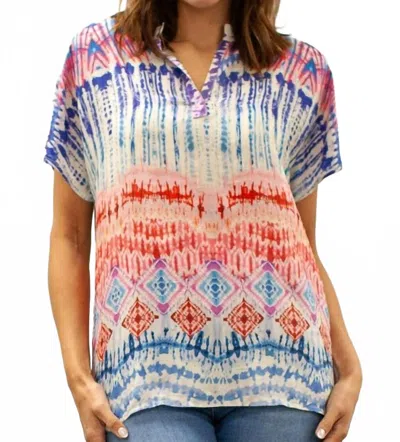 Caite Ellie Short Sleeve Blouse In Red/white/blue In Multi