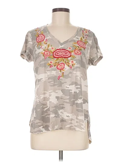 Pre-owned Caite Short Sleeve Blouse In Gray
