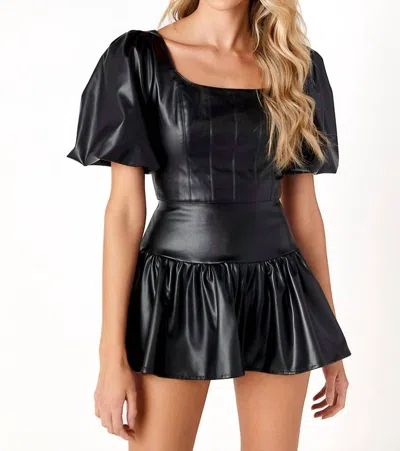 Cake For Dinner Lillian Leather Top In Black