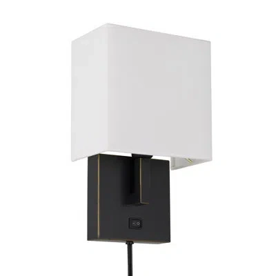 Cal Lighting 1 - Light Dimmable Plug-in Dark Bronze Armed Sconce In Black