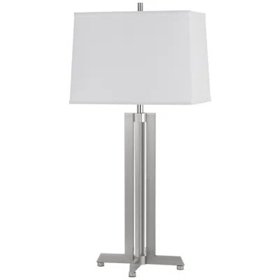 Cal Lighting 100w Lakewood Metal Table Lamp With Rectangular Hardback Fabric Shade