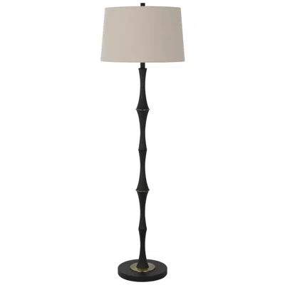 Cal Lighting 150w 3 Way Cohoes Metal Floor Lamp With Hardback Linen Shade