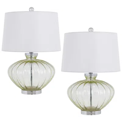 Cal Lighting 150w 3way Delta Glass Table Lamp Set Of 2 In White
