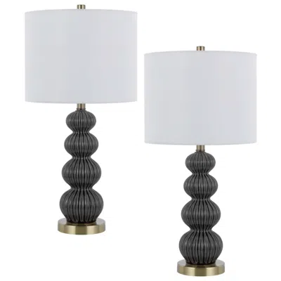 Cal Lighting 150w Carlisle Antique Brass Table Lamps In White