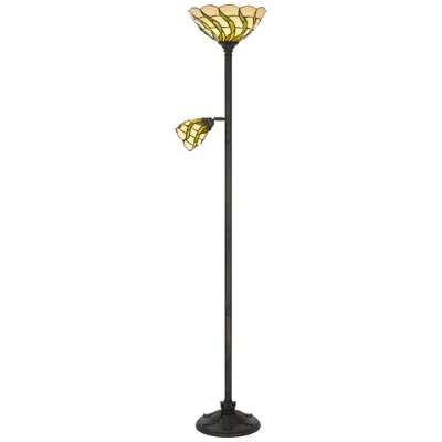 Cal Lighting 15w 3 Way Tiffany Torchiere With 6w Reading Lamp.