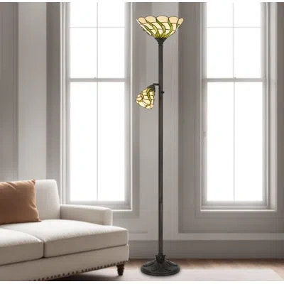 Cal Lighting 15w 3 Way Tiffany Torchiere With 6w Reading Lamp. Bulbs Recommended: 15w And 6w Type A (reading Lamp In Black