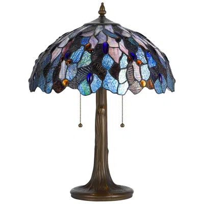 Cal Lighting 22 1/2" Antique Brass And Blue Glass Accent Lamp