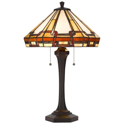 Cal Lighting 24 1/2" Bronze Mission Tiffany-style Glass Table Lamp In Brown