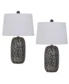 Cal Lighting 25" Height Resin Lamp Set In Ash Black,antique Silver