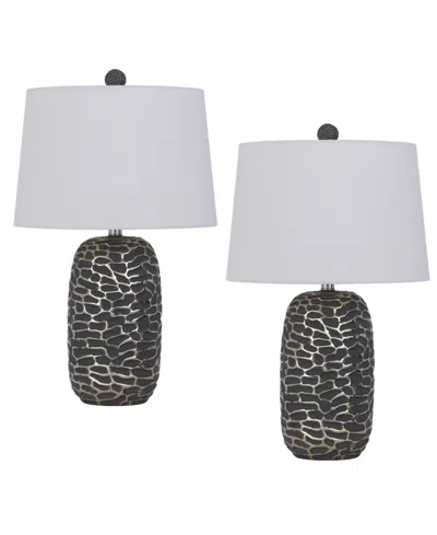 Cal Lighting 25" Height Resin Lamp Set In Ash Black,antique Silver