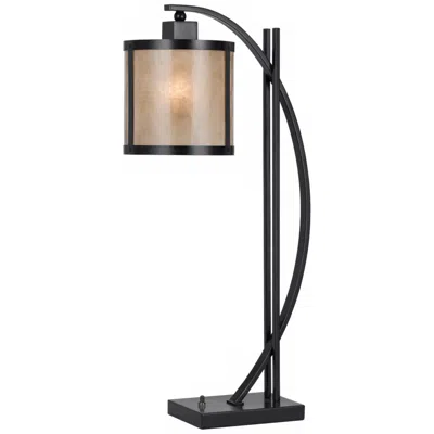 Cal Lighting 26" High Natural Iron And Mica Arc Base Table Lamp In Brown
