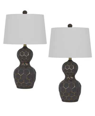 Cal Lighting 26.75" Height Resin Lamp Set In Matte Black,gold
