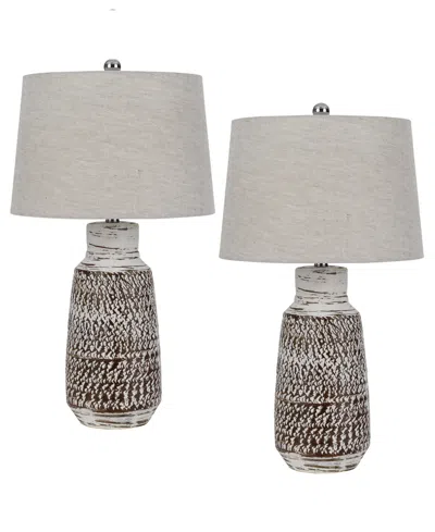 Cal Lighting 27" Height Ceramic Lamp Set In Neutral