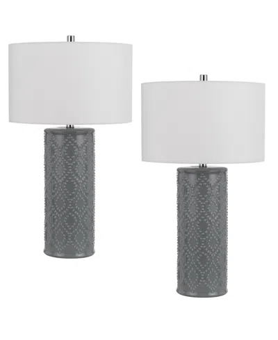 Cal Lighting 28.5" Height Ceramic Table Lamp Set In Slate Gray
