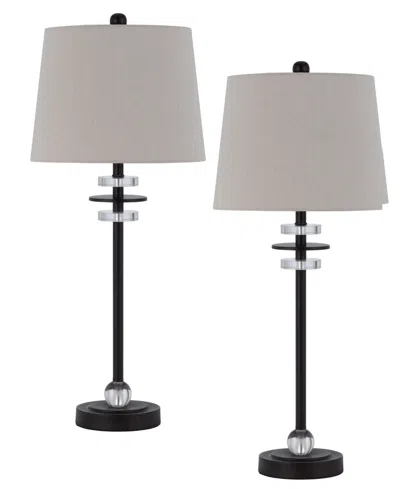 Cal Lighting 28.5" Height Metal And Crystal Lamp Set In Black