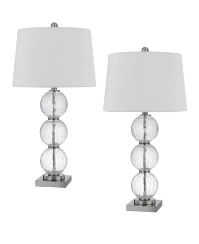 Cal Lighting 29" Height Clear Crackle Table Lamp Set In Silver