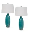 Cal Lighting 29" Height Glass Lamp Set In Aqua