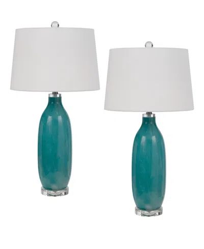 Cal Lighting 29" Height Glass Lamp Set In Aqua