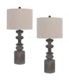 Cal Lighting 31" Height Resin Table Lamp Set In Pebble