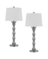 Cal Lighting 32" Height Metal Table Lamp Set In Brushed Steel