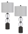 Cal Lighting 34.5" Height Glass And Resin Lamp Set In Textured Glass,dark Oak