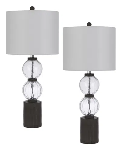 Cal Lighting 34.5" Height Glass And Resin Lamp Set In Textured Glass,dark Oak