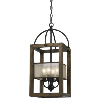 Cal Lighting 4 Lg Mission Wood/metal Chandelier In Gold