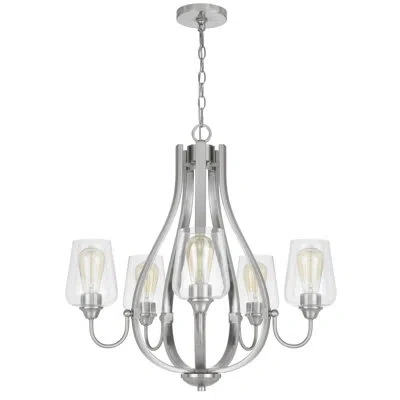 Cal Lighting 5 - Light Candle Style Empire Chandelier In Silver
