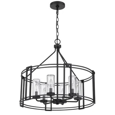 Cal Lighting 6 - Light Lantern Drum Chandelier In Black