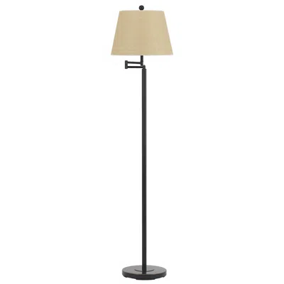 Cal Lighting 60" High Dark Bronze Finish Metal Swing Arm Floor Lamp In Brown