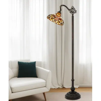 Cal Lighting 60w Tiffany Downbridge Floor Lamp With Adjustable Shade In Black